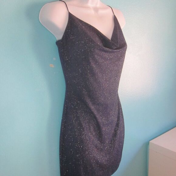 Windsor Blue Sparkly Spaghetti Strap Mini Dress Juniors Size M 34-26-32 - Picture 1 of 9